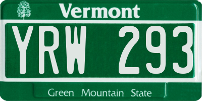 VT license plate YRW293