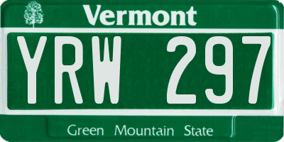 VT license plate YRW297