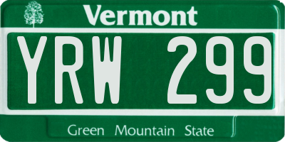 VT license plate YRW299