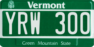 VT license plate YRW300