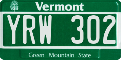 VT license plate YRW302