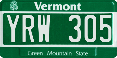 VT license plate YRW305