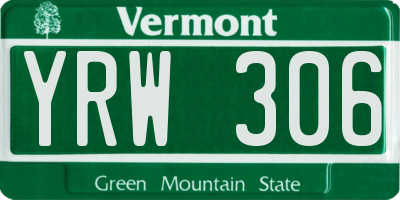 VT license plate YRW306