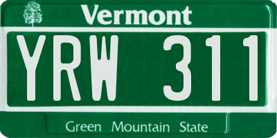 VT license plate YRW311