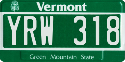VT license plate YRW318