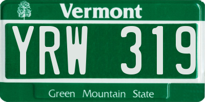 VT license plate YRW319