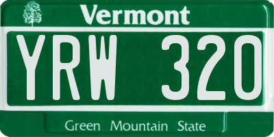 VT license plate YRW320