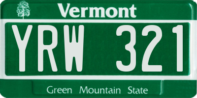 VT license plate YRW321