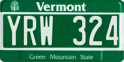 VT license plate YRW324