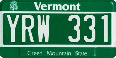 VT license plate YRW331