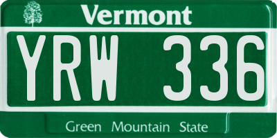 VT license plate YRW336