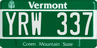 VT license plate YRW337