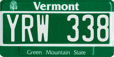 VT license plate YRW338