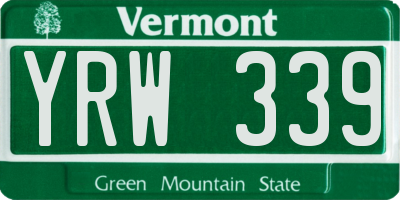 VT license plate YRW339