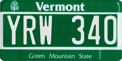 VT license plate YRW340