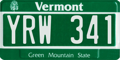 VT license plate YRW341