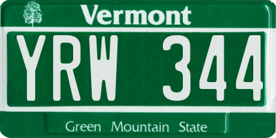 VT license plate YRW344