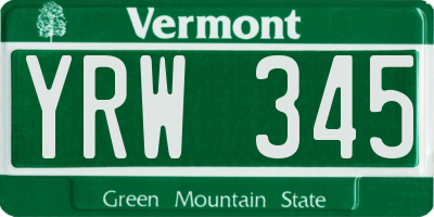VT license plate YRW345