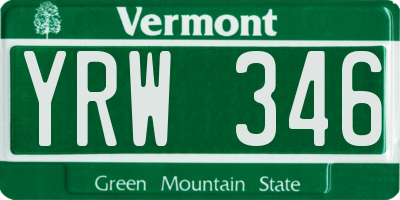 VT license plate YRW346