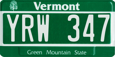 VT license plate YRW347