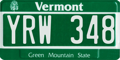 VT license plate YRW348