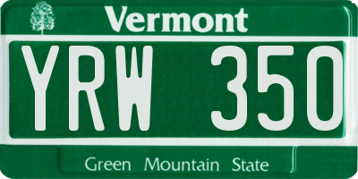 VT license plate YRW350