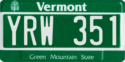VT license plate YRW351