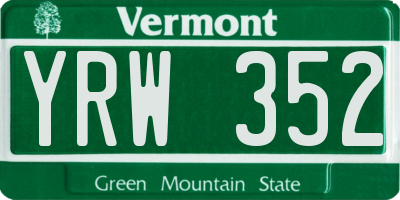 VT license plate YRW352