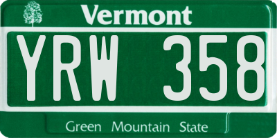 VT license plate YRW358