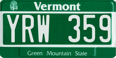 VT license plate YRW359