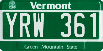 VT license plate YRW361
