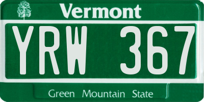 VT license plate YRW367