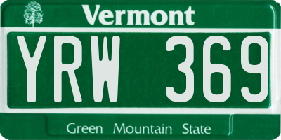 VT license plate YRW369