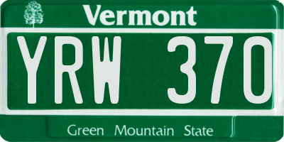 VT license plate YRW370
