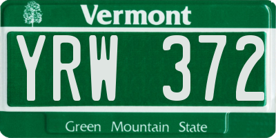 VT license plate YRW372