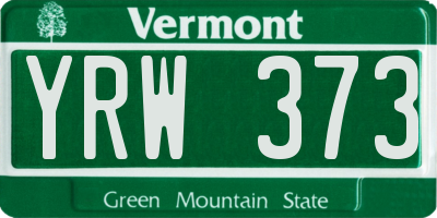 VT license plate YRW373