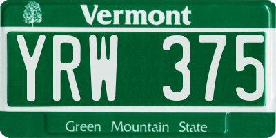 VT license plate YRW375