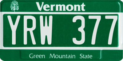 VT license plate YRW377