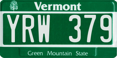 VT license plate YRW379
