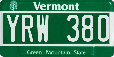 VT license plate YRW380