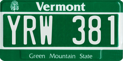 VT license plate YRW381