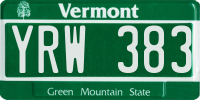 VT license plate YRW383