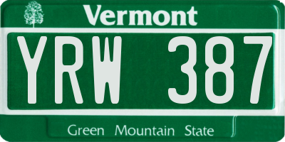VT license plate YRW387