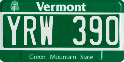 VT license plate YRW390