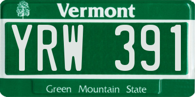 VT license plate YRW391