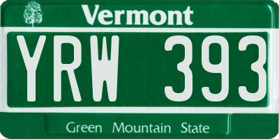 VT license plate YRW393