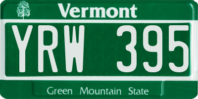VT license plate YRW395