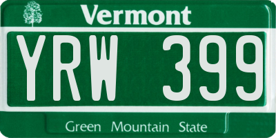 VT license plate YRW399