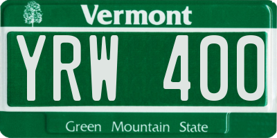 VT license plate YRW400