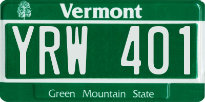 VT license plate YRW401